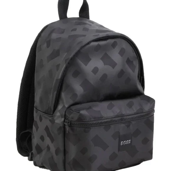 BOSS Kidswear logo-appliqué monogram backpack in black